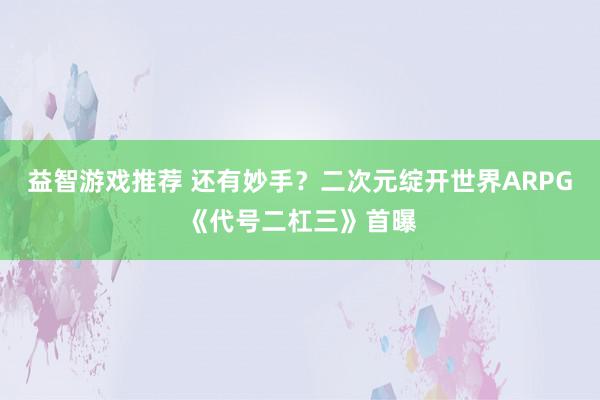 益智游戏推荐 还有妙手？二次元绽开世界ARPG《代号二杠三》首曝