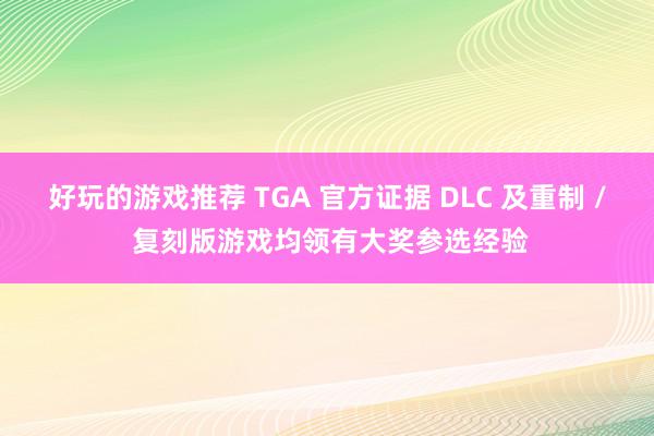 好玩的游戏推荐 TGA 官方证据 DLC 及重制 / 复刻版游戏均领有大奖参选经验