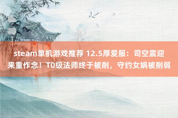 steam单机游戏推荐 12.5厚爱服：司空震迎来重作念！T0级法师终于被削，守约女娲被削弱