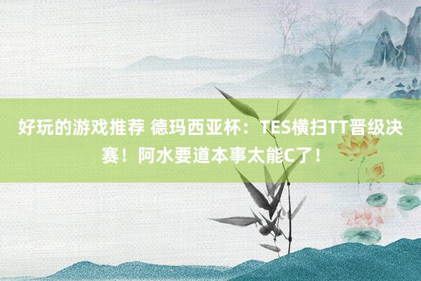 好玩的游戏推荐 德玛西亚杯：TES横扫TT晋级决赛！阿水要道本事太能C了！