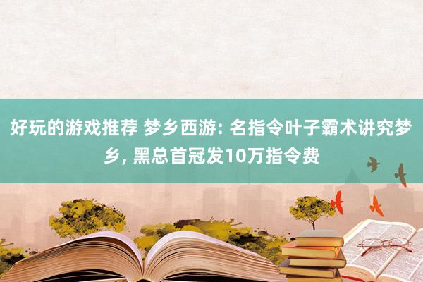 好玩的游戏推荐 梦乡西游: 名指令叶子霸术讲究梦乡, 黑总首冠发10万指令费