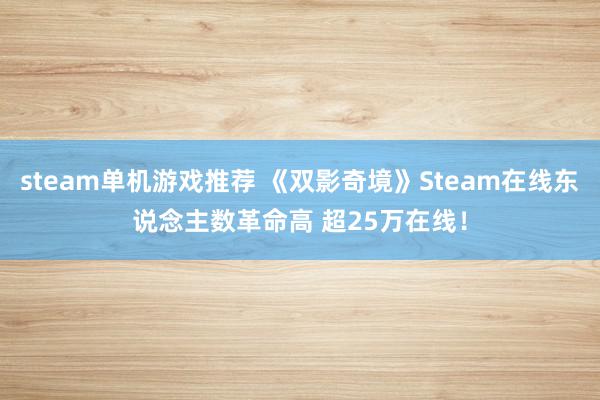 steam单机游戏推荐 《双影奇境》Steam在线东说念主数革命高 超25万在线！